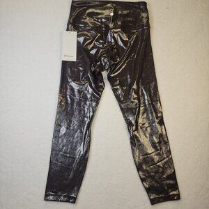 NWT Lululemon  Align High Rise  25" Pants Tight Foil Metallic Stretch Size 10